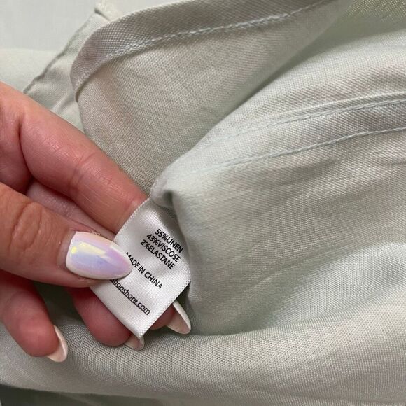 Shore Light Green Linen Men’s Long Sleeve Button Up Shirt Size Medium - Picture 7 of 9